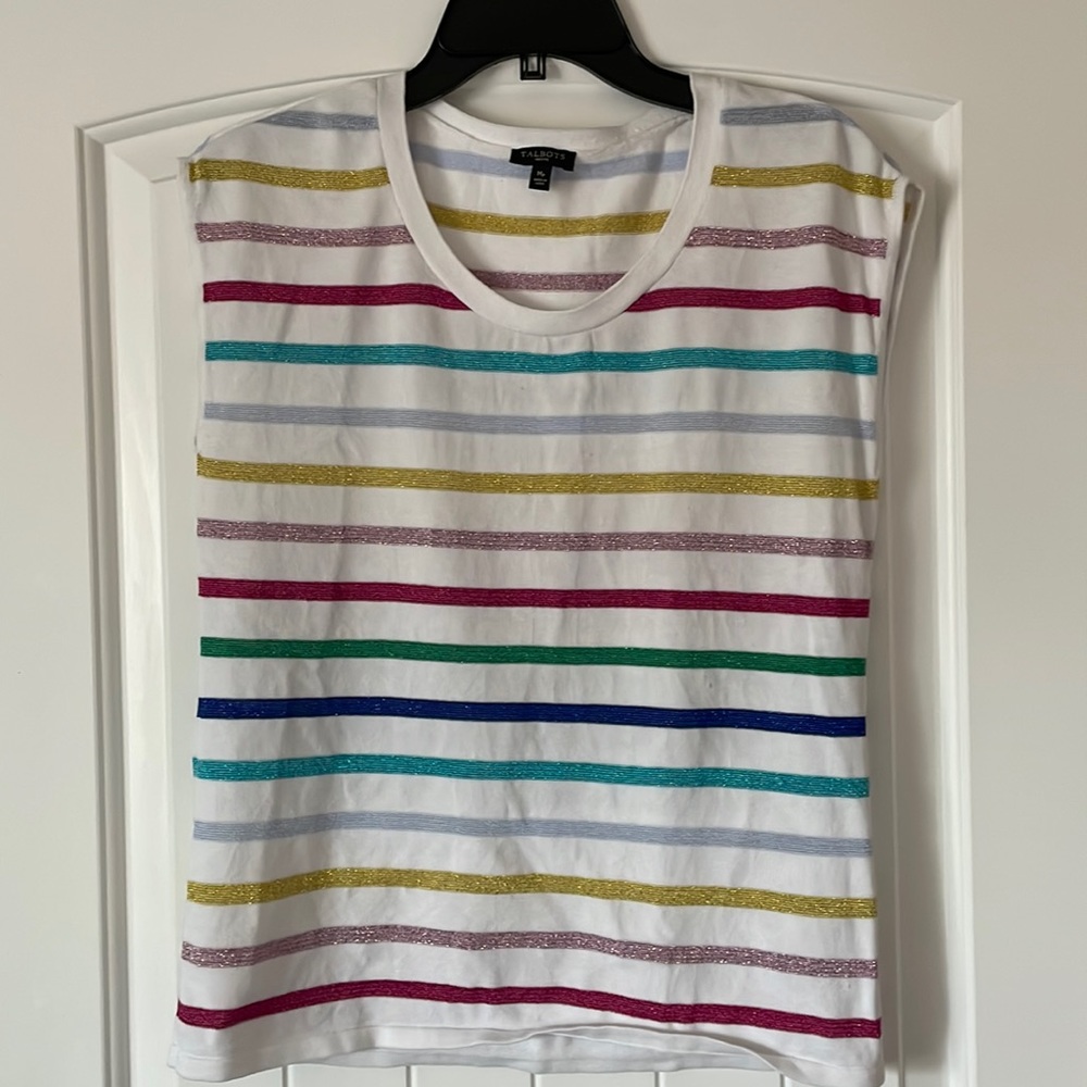 Talbots petite rainbow stripe sleeveless top M